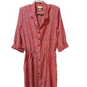 Vintage 1980s Pellini by Von Bramlett Red & White Heart Print Maxi Dress – Size